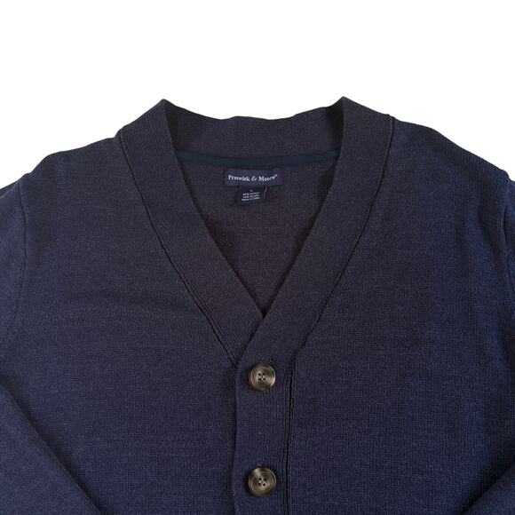 Cardigan Sweater Mens Large Blue Button Front Long Sleeve Grandpa Old Man Grunge - Picture 3 of 8